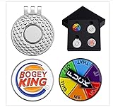 2 Sets Funny Golf Ball Marker Magnetic Hat Clip Golf Accessories Golfer's Gift (Boggy King and Rotatable Arrow Markers)