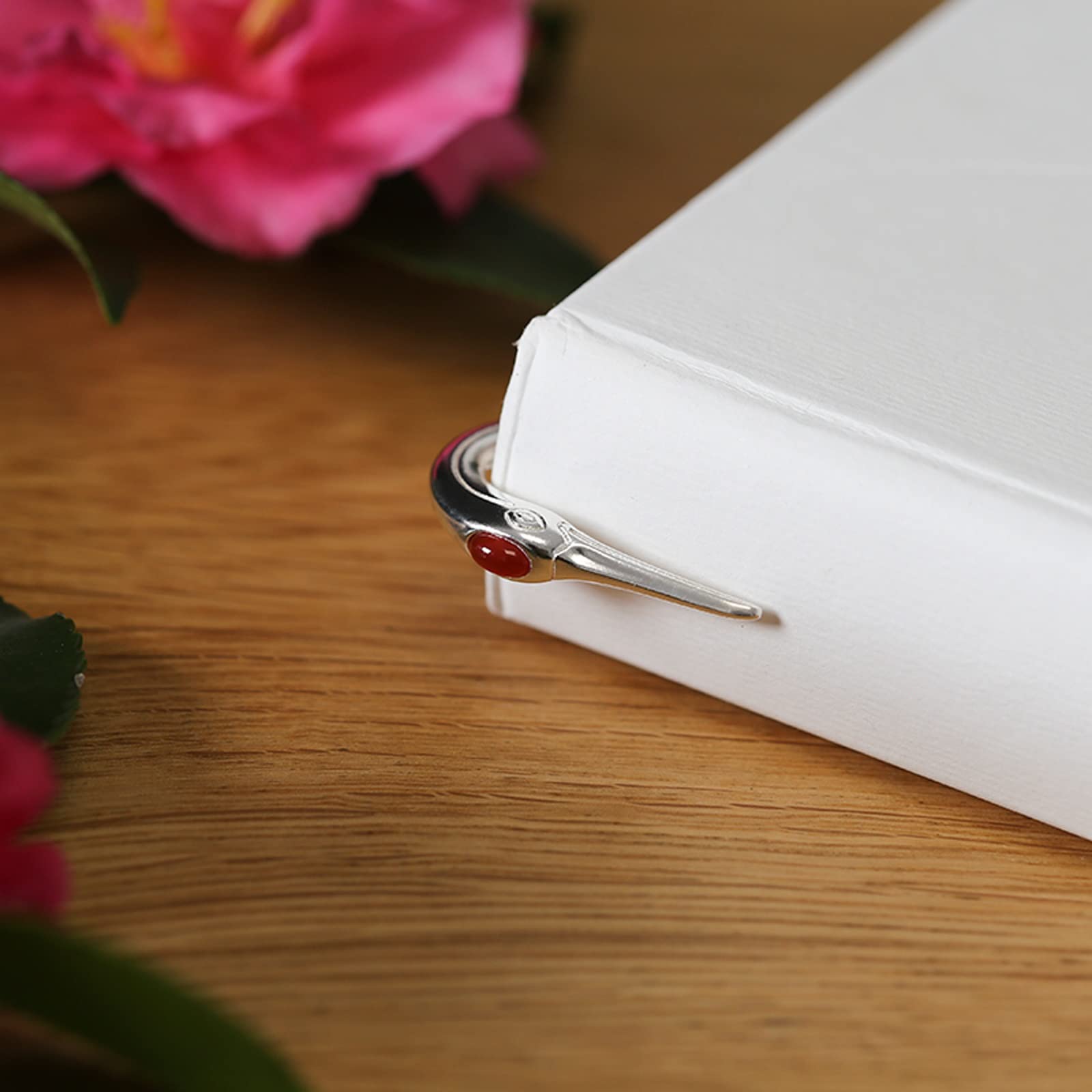 Lesezeichen Sterling Silber Achat Red Crowned Crane Bookmark for Geschäftsgeschenke for Lehrer und Freunde 13.6cm Buch Markierungen
