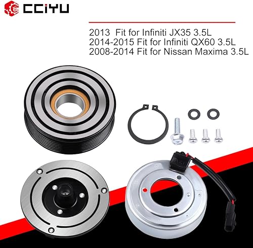 Miniatura 5 de cciyu Embrague de AC para Nissan Murano 3.5L 2009-2014 Conjunto de compresores de reparación de automóviles, kit de embrague de compresor de CA para