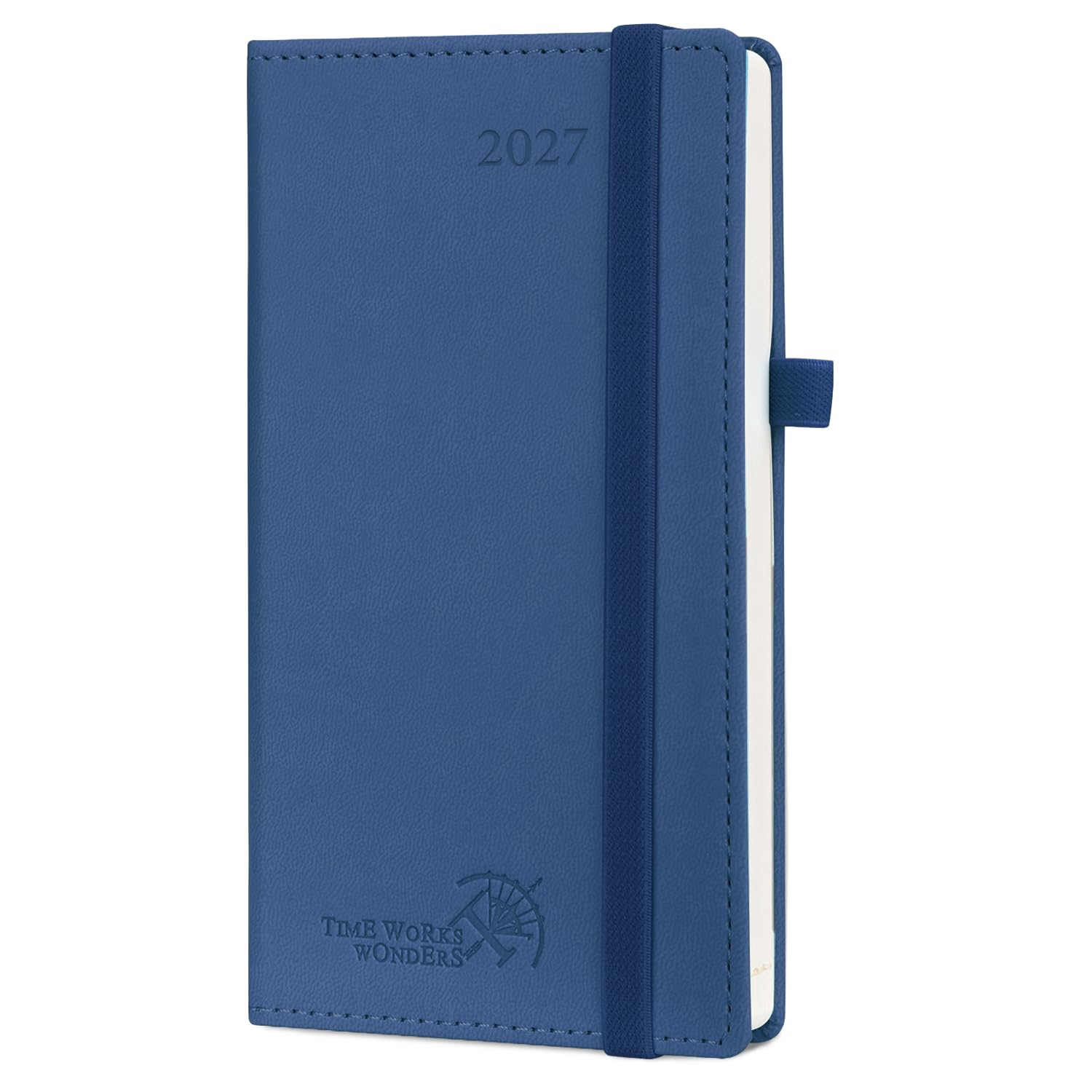 POPRUN Slim 2027 Pocket Diary Week To View (16.3x8.8cm) PU Leather hardback