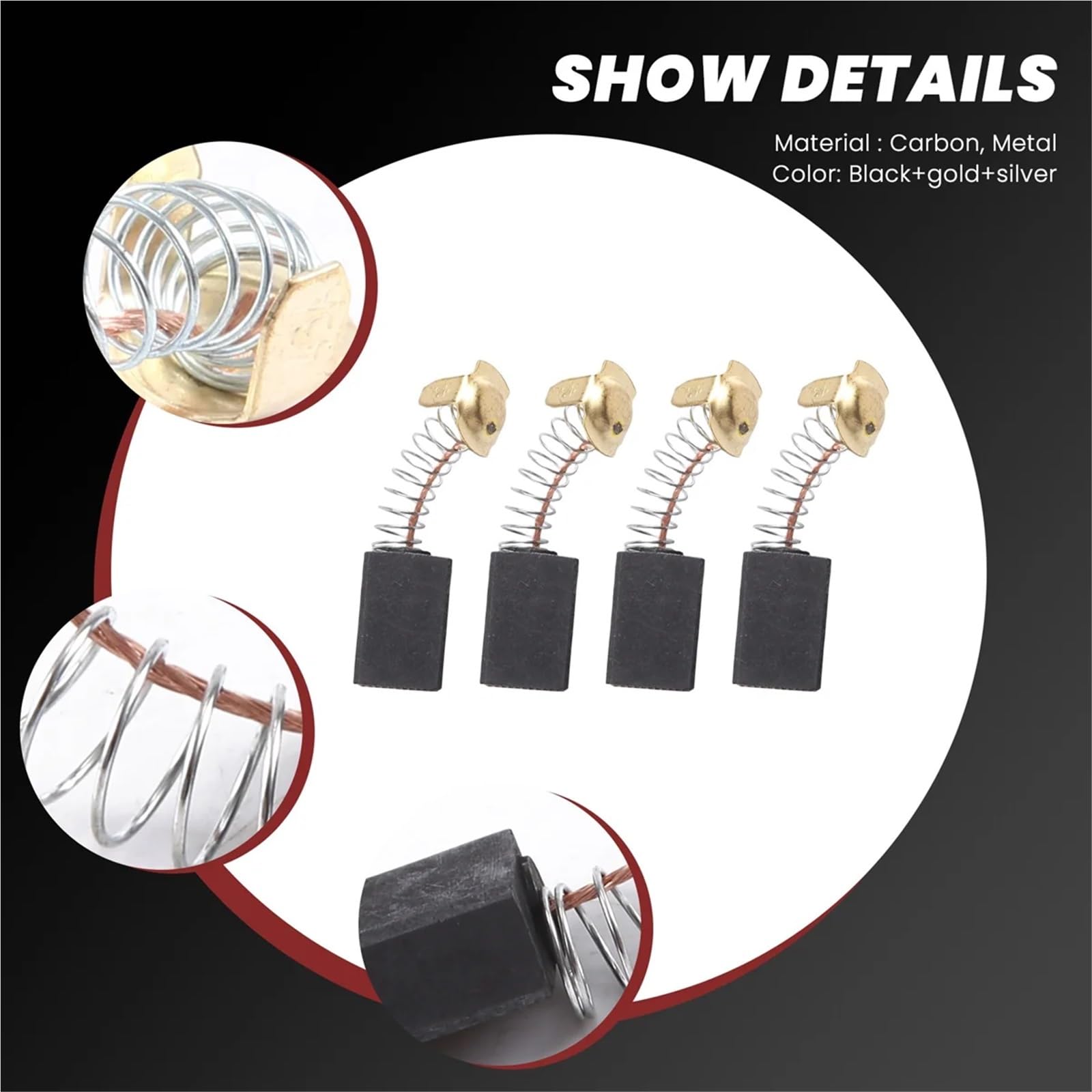 Wymiana szczotek węglowych 150 szt. 17 × 13 7mm Elektronarzędzie Silnikowa szczotka węglowa do koloru czarnego + złotego + srebrnego