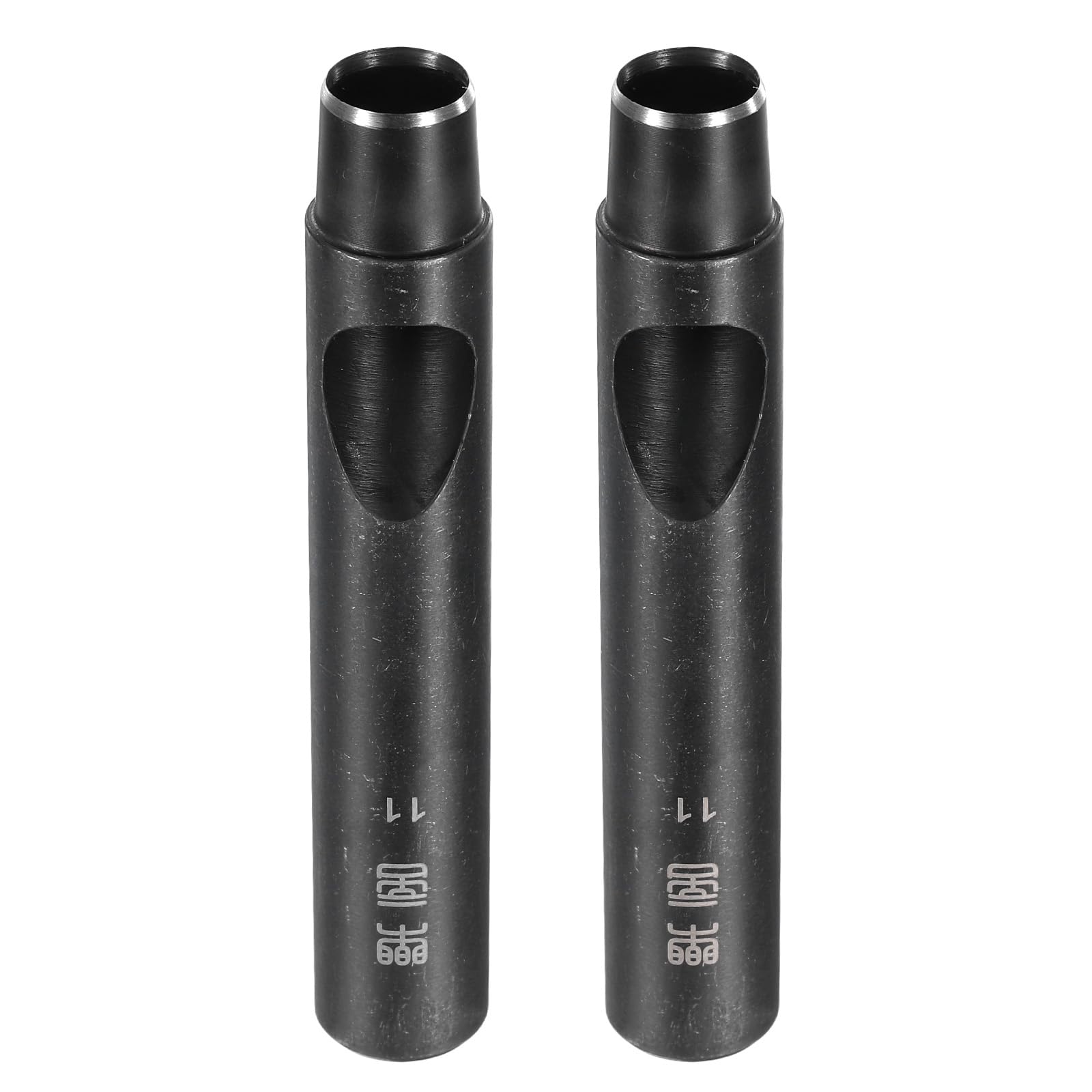 sourcing map 2pcs Leather Round Hole Punch, 11mm Hollow Hole Puncher Carbon Steel Circle Hole Punching Cutting Tool for Belt/Leather Craft DIY