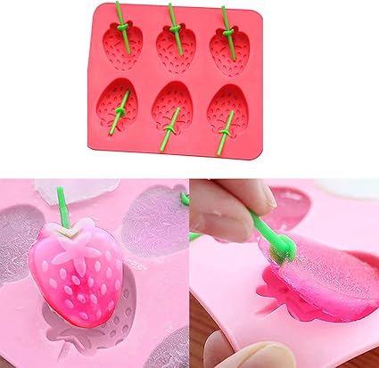 Amazon Amandakasa 製氷皿 製氷器 イチゴ形 アイスボールメーカー 溶けにくい ビール カルピス ハイボール 便利 アイスモールド ウイスキー ジュース 取り出しやすい アイスクリーム 耐久 かわいい 6個取り 製氷皿 オンライン通販