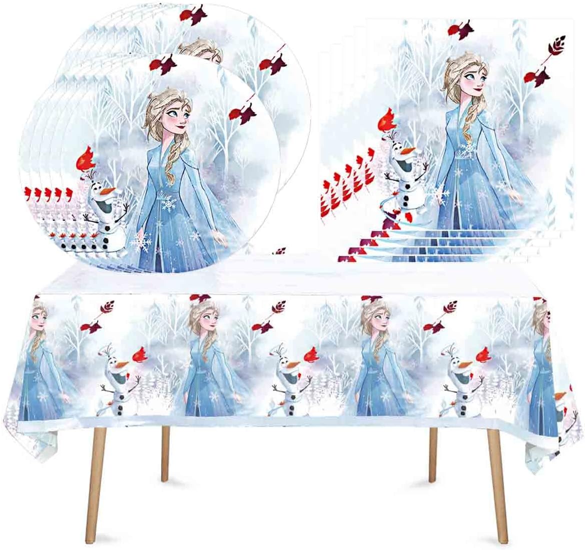 Frozen Birthday Party Tableware Supplies - Frozen Plate and Napkins + Tablecovers.