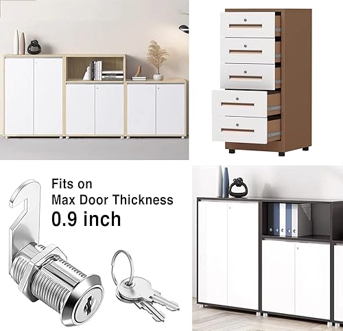 Miniatura 4 de Cerraduras de leva para gabinete con llave similar, 1-18 pulgadas se adapta a 78 pulgadas de grosor máximo de puerta, juego de repuesto de