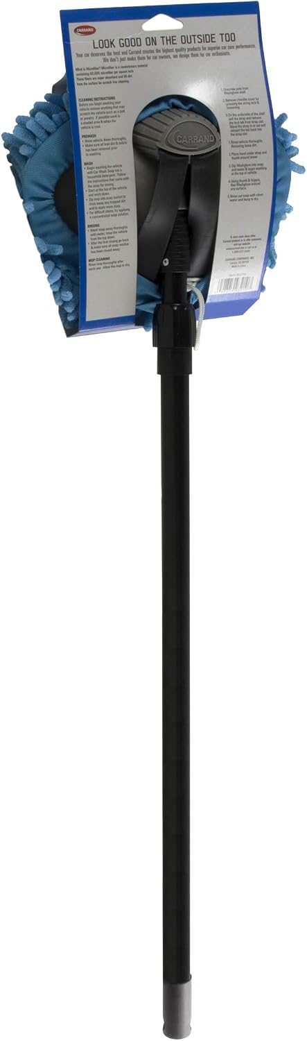 Carrand 93210 Long Chenille Microfiber Wash Mop with 48" Extension Pole , Black
