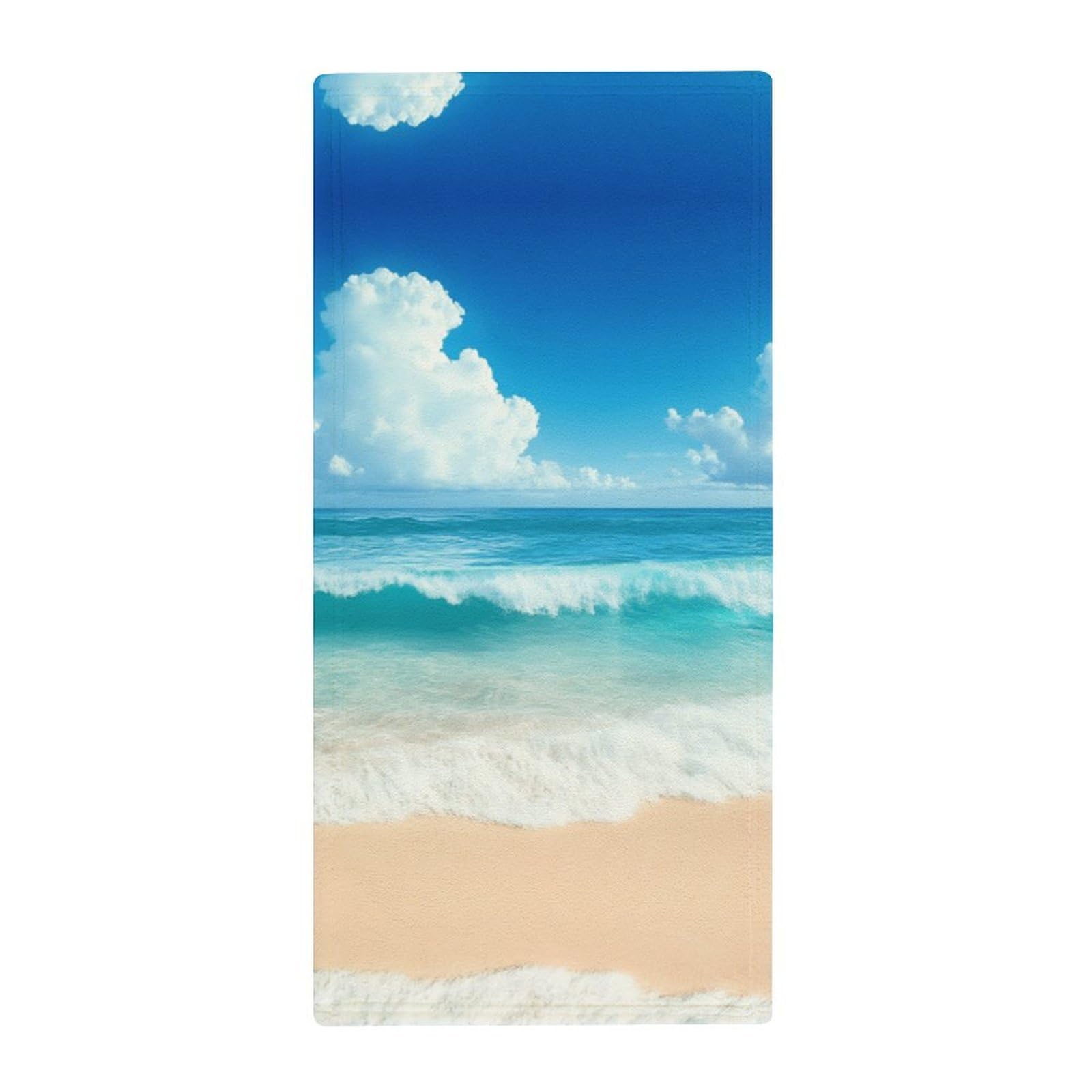 Anceky Compact Travel Bath Towels, Ocean Beach Blue Quick-Dry Absorbent Towels for Gym, Camp & Fitness Enthusiasts