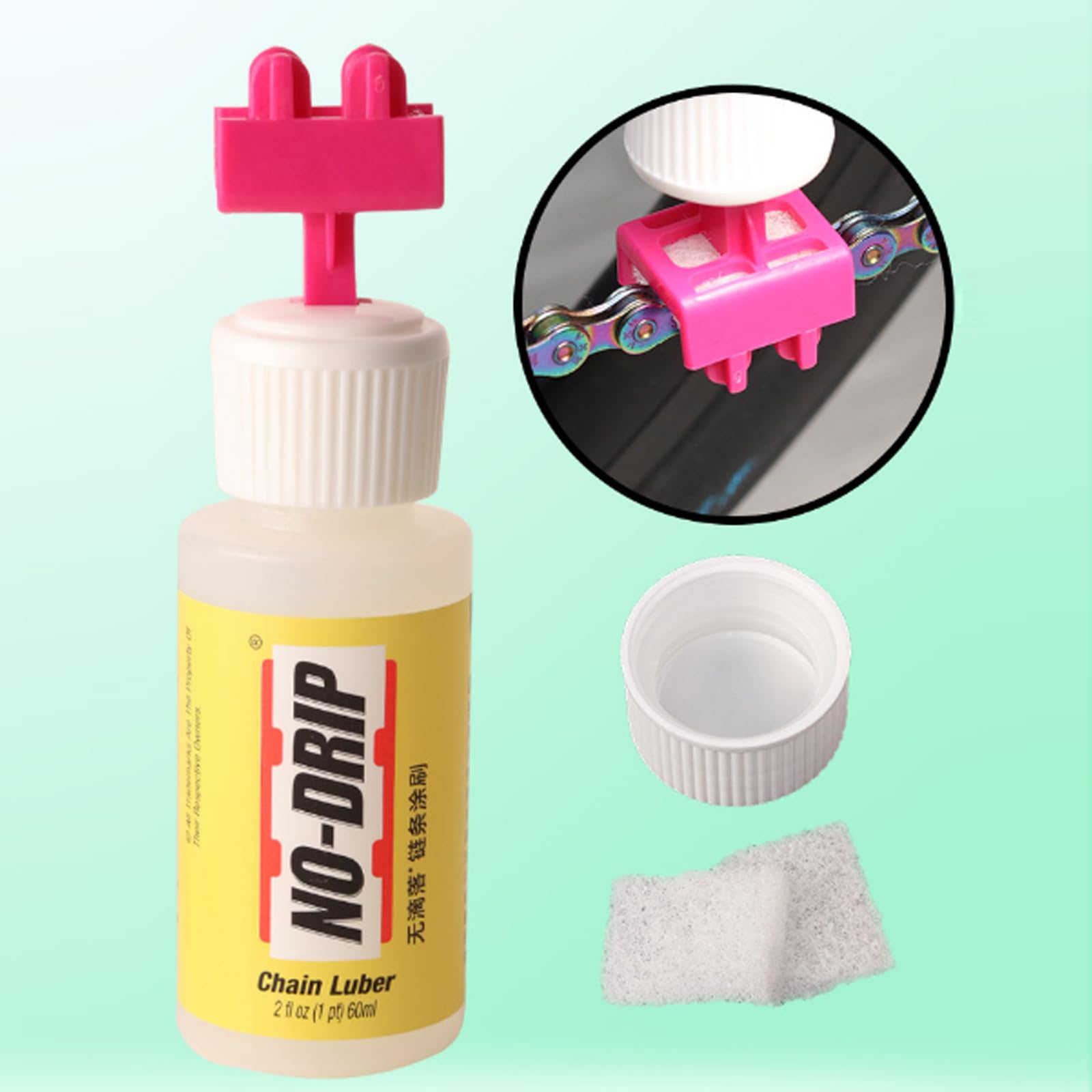 Kit De Lubrification Et Nettoyage Pour Chaîne De Vélo - Applicateur D'huile Avec Brosse Fine, 12,5 X 3,6 Cm - Portable