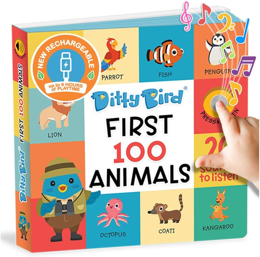 DITTY BIRD Baby Sound Toy: Our First 100 Animals Interactive Musical Book is The Perfect Toys for 1 Year Old Boy Girl Gifts. Electronic Early Development Toys for Toddlers 1-3.