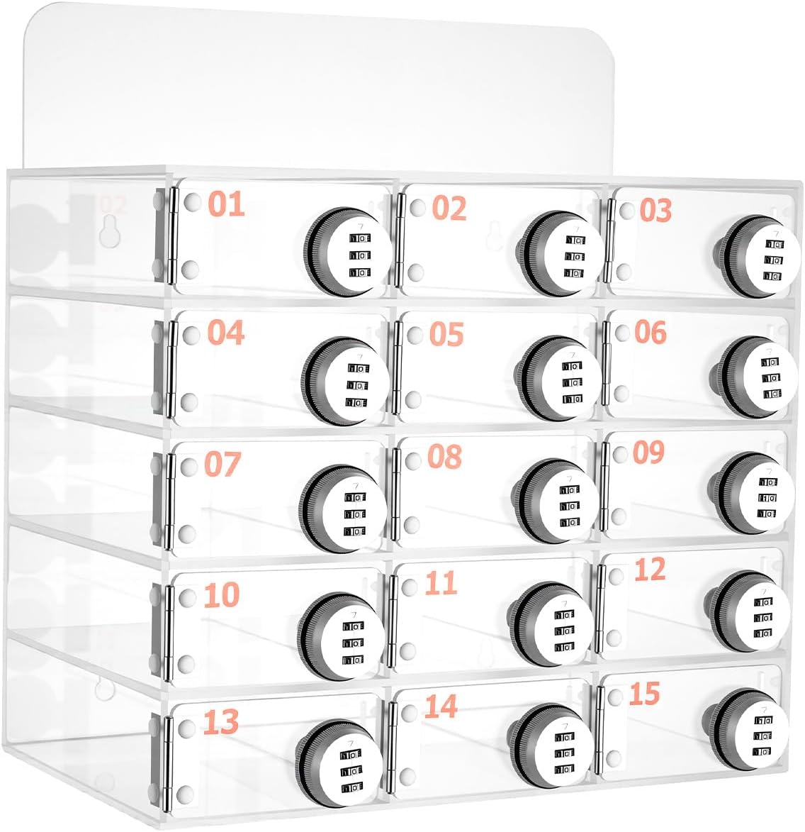 15 Slot Cell Phone Storage Box, Acrylic Clear Cell Phone Locker Cell Phone Storage Cabinet Wall Mounted with Locks for Office School Factory (15 Slots)