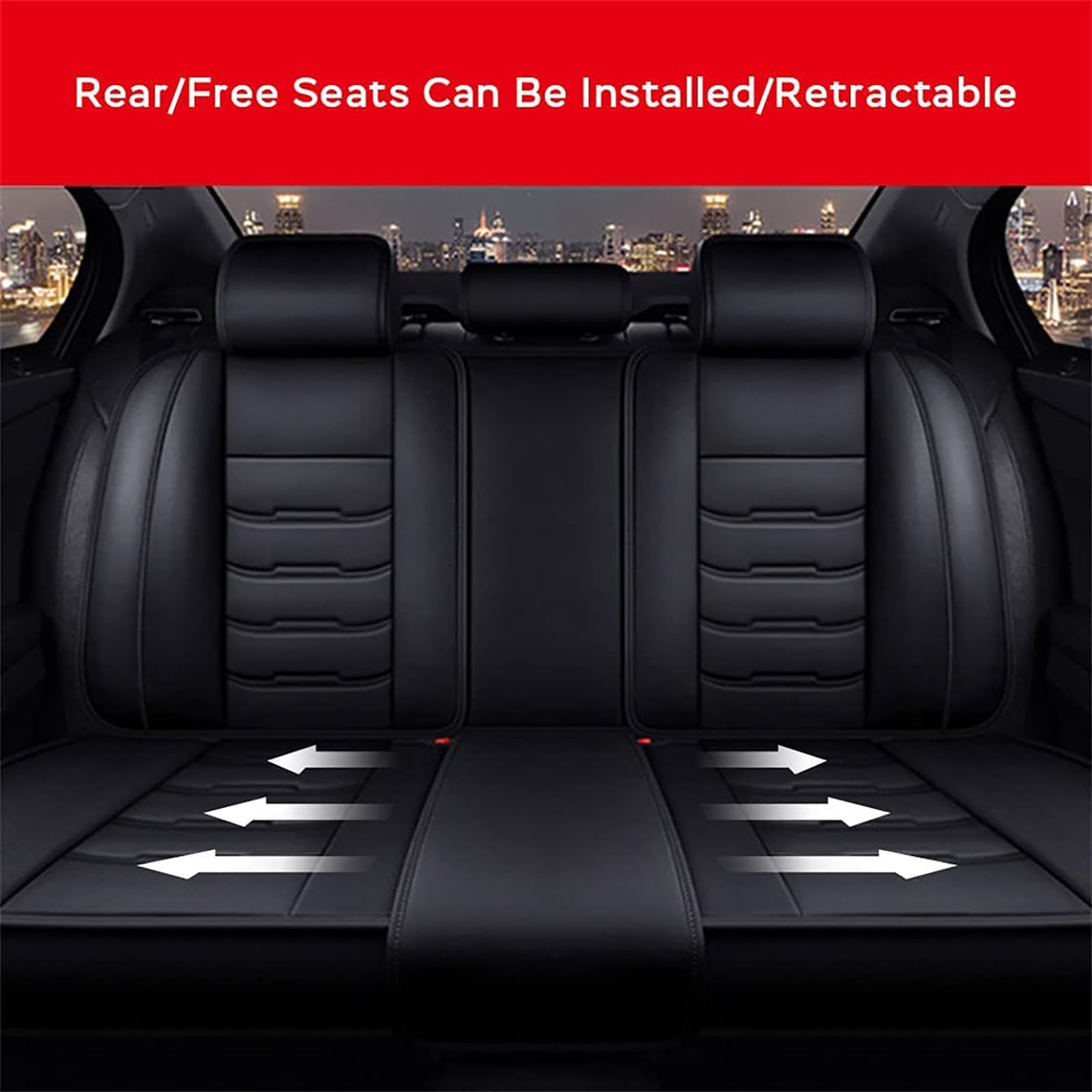 MarxaN Ensembles De Housses SièGe pour Jeep Wrangler JK 4door 2011-2017, Coussin Voiture Cuir Avant Arrière Siege Protecteur de Siège Housse ImperméAble AntidéRapant Intérieurs Accessoires,A/Black