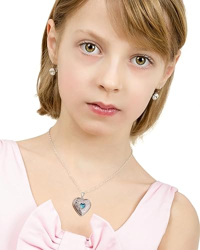 Miniatura 4 de Collar con medallón de piedra natal que sostiene fotos, relicarios de corazón, regalos para niñas