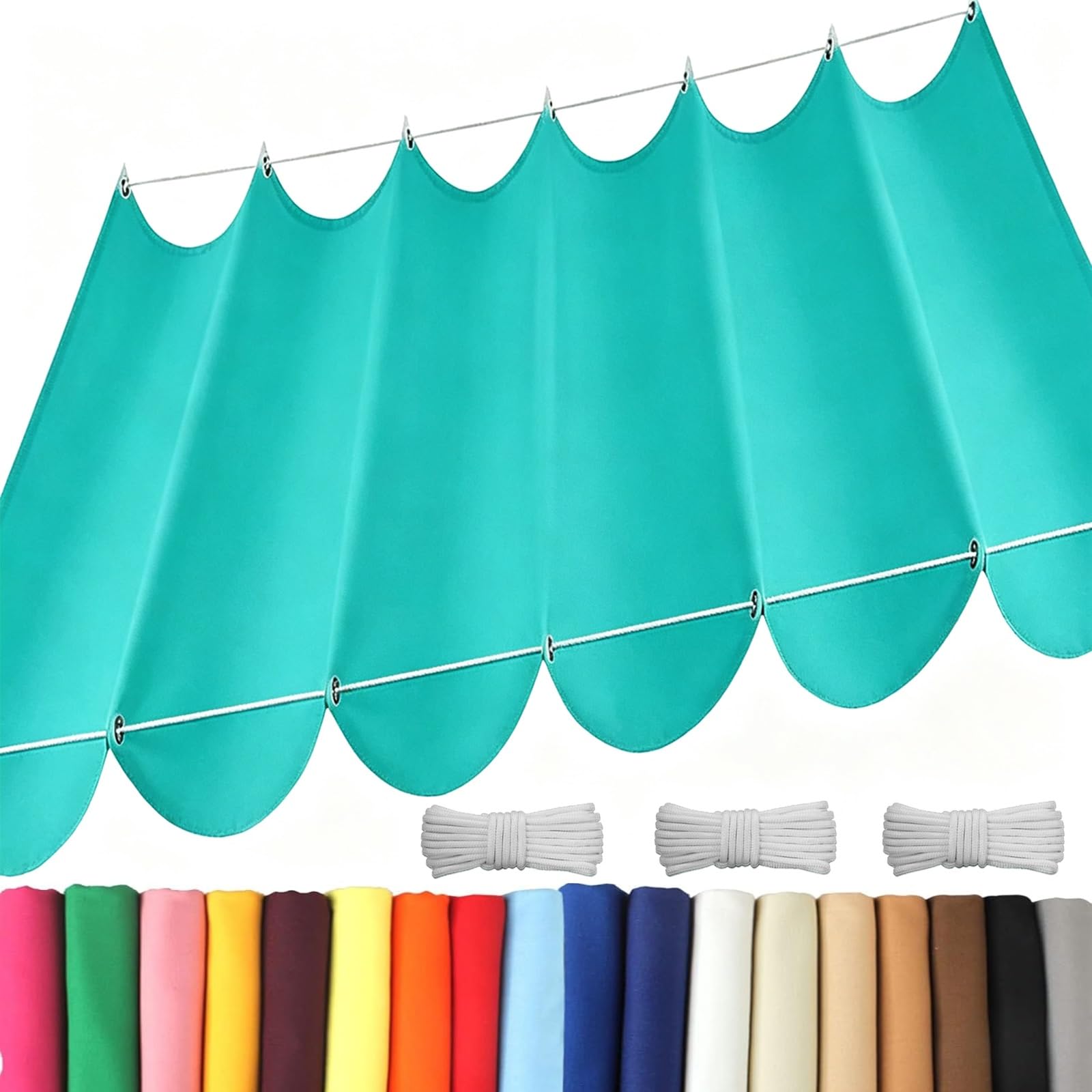 Toldo Retráctil de Onda 2.4 x 3 m Impermeable Ondulada Toldos Exterior Protección Rayos UV Resistente Al Desgarro con Ojales y Cuerdas para Jardín Porche Patio Barbacoa, Azul Cielo