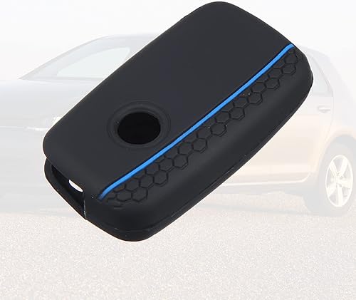 Miniatura 6 de X AUTOHAUX Funda protectora de silicona negra para llave de coche sin llave para Volkswagen CC Eos GTI Golf Jetta 3 botones