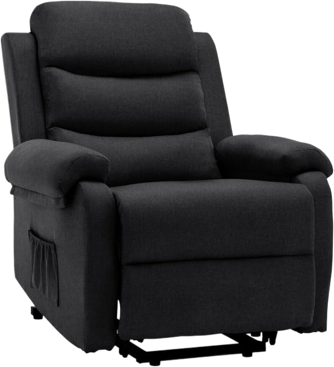 Space Saving Linen Standing Sofa with Position Memory Function Power Lift Chair for Seniors Compact Electric Recliner with Side Pockets Breathable Fabric Single Package Black