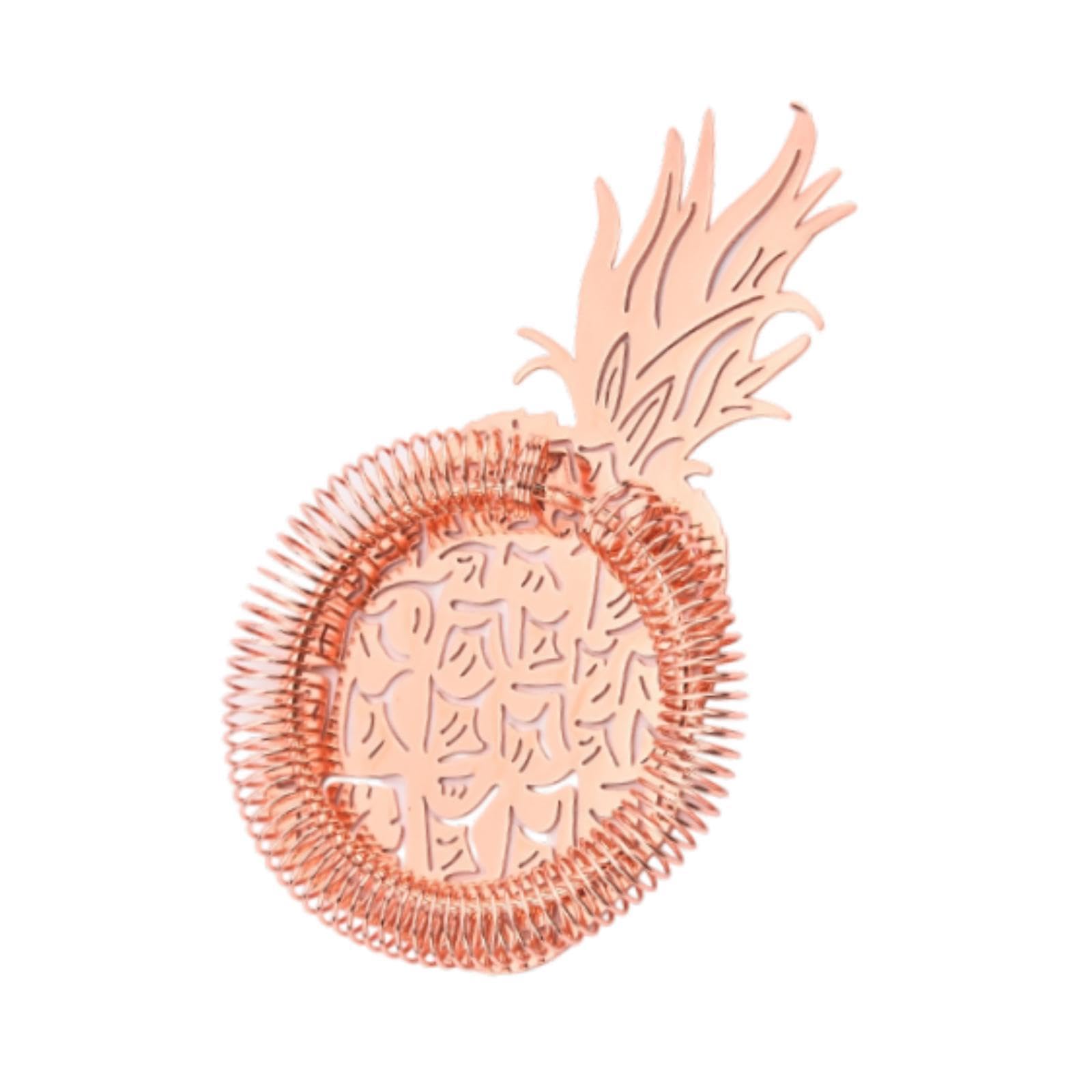 Cocktail Strainer Bartender Tool Pineapple Shape Reusable Cocktail Making Portable Wine Ice Filter for Party KTV Kitchen, Rose Gold