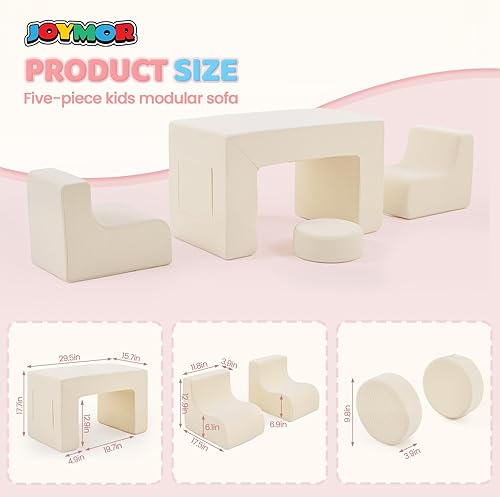 Miniatura 2 de JOYMOR Sofá modular para niños, sofá modular de pana para niños, sofá modular de espuma convertible adecuado para niños y niñas, color beige