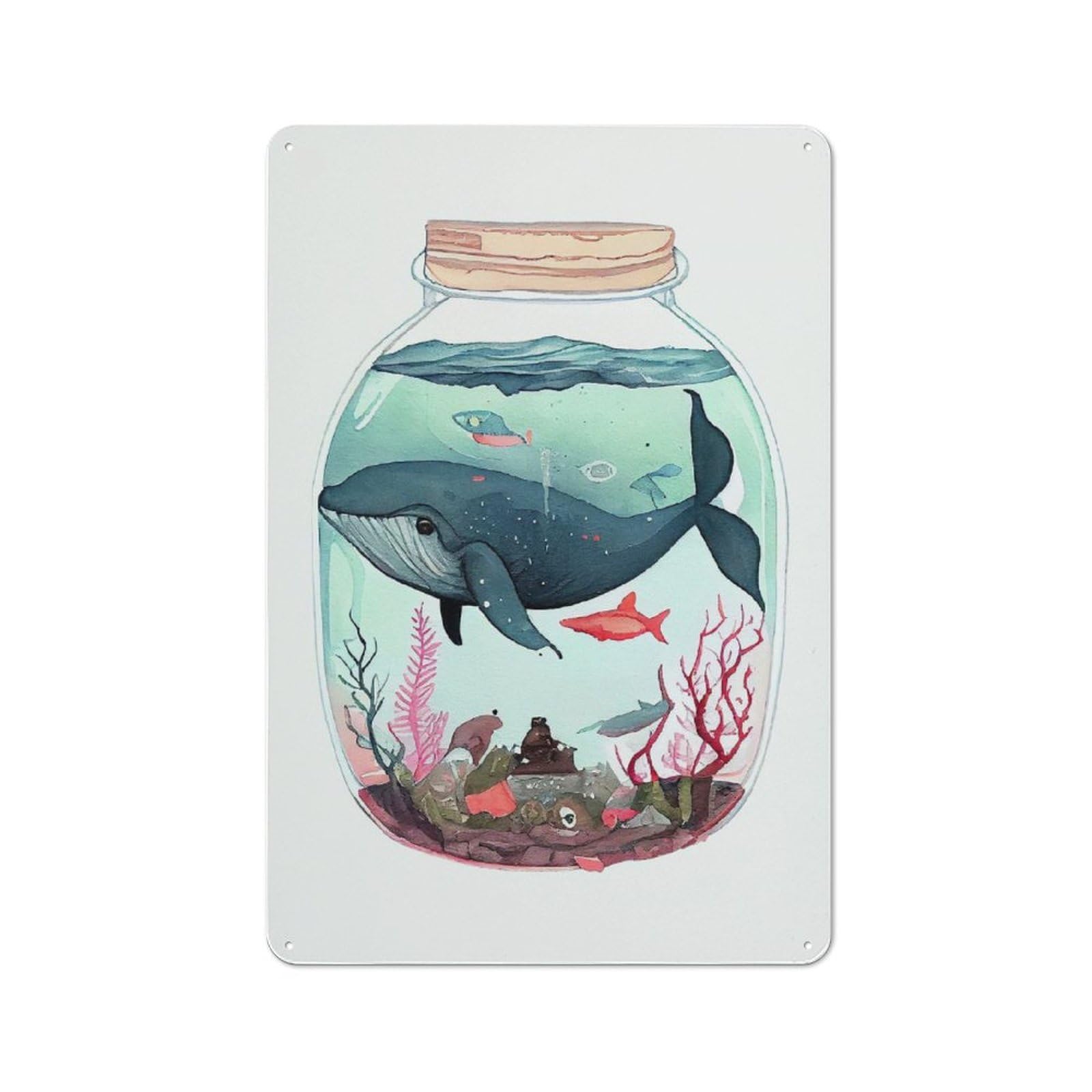 Junmoney Sea Lives In The Bottle Tin Wall Plaque 30X20cm With For Garage Or Workshop, For An Autumn Wall Display In Garage And Workshop