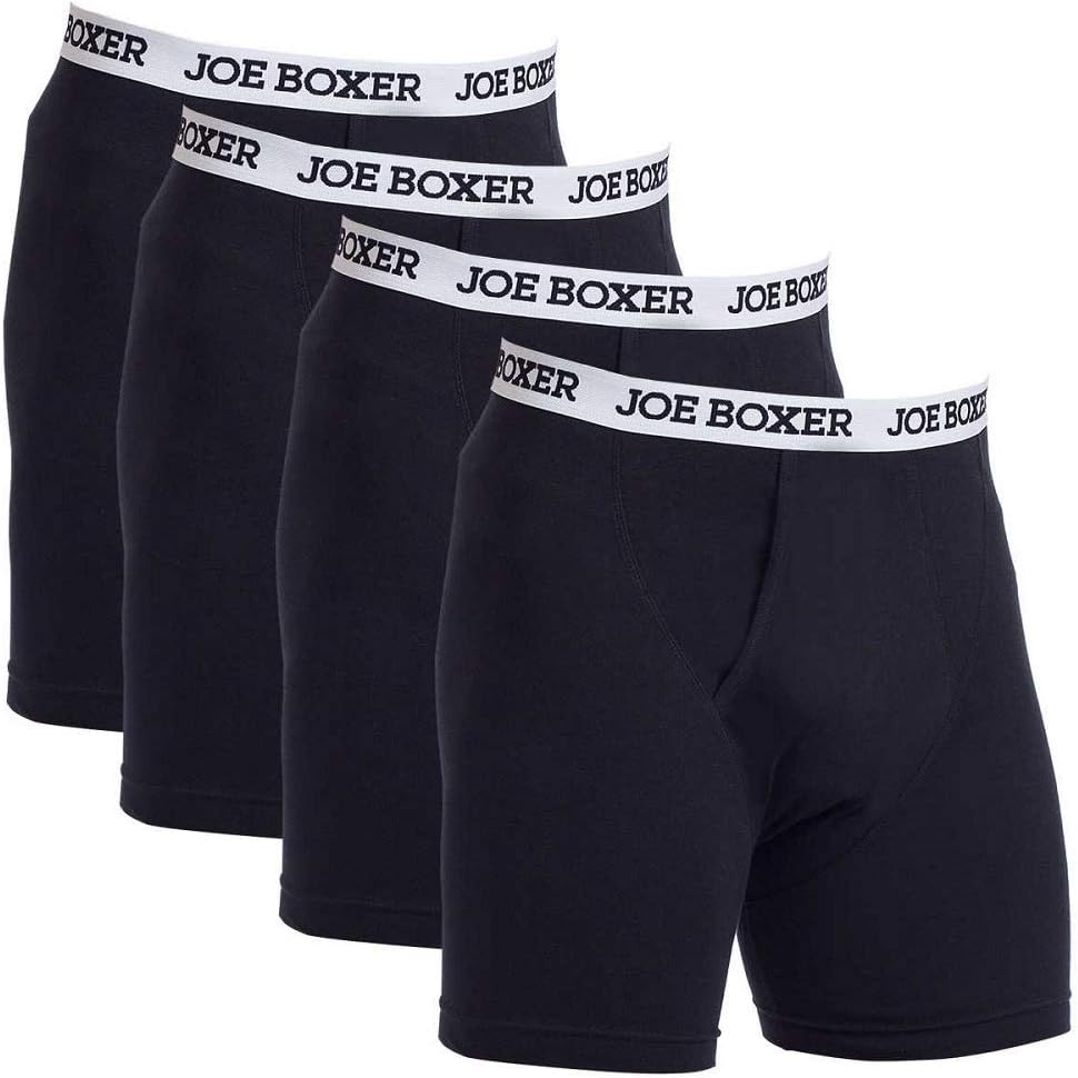 Joe Boxer Men's Boxer Briefs 4-Pack (Medium, Black), Black