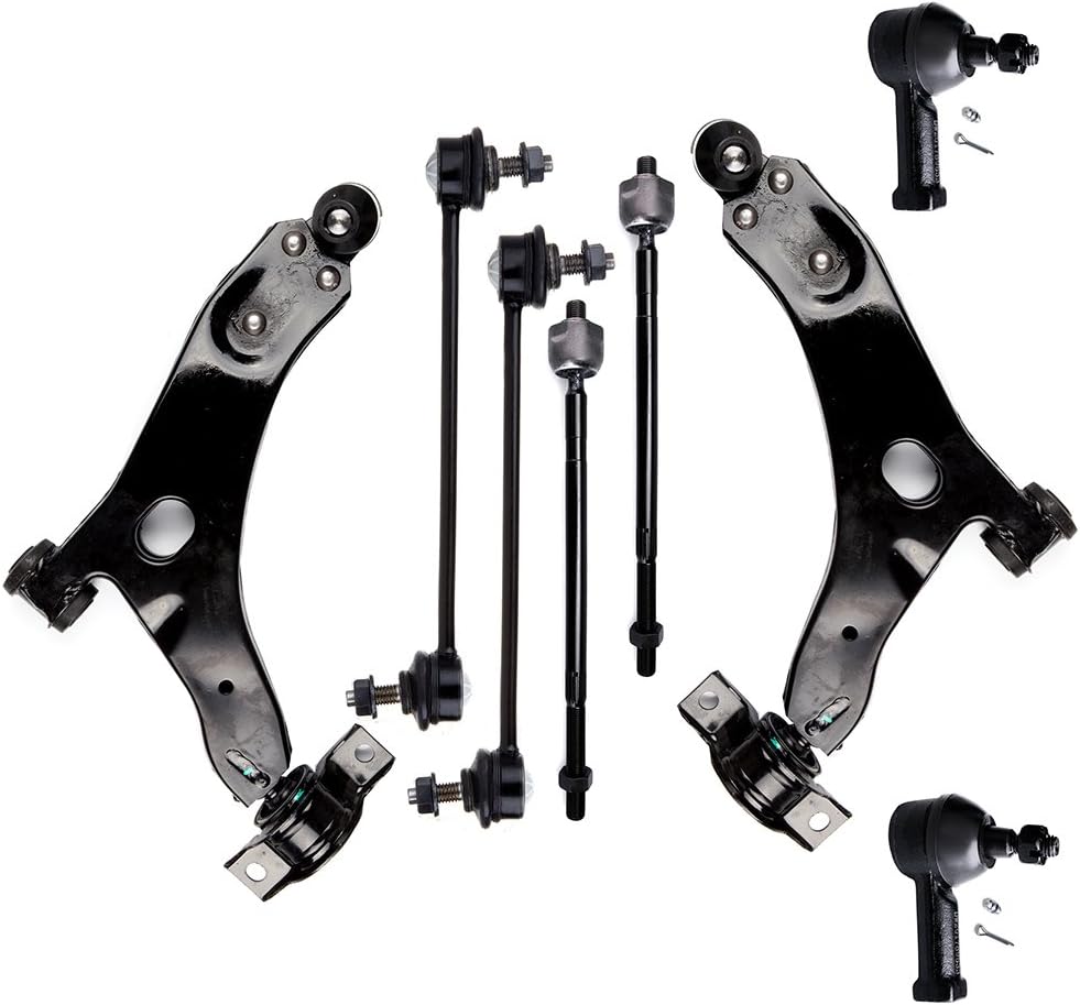 ECCPP Control Arm Kit 2006 2007 2008 2009 2010 2011 For Ford Focus - Inner Tie Rod Ends Lower Control Arms Outer Tie Rod Ends Front Sway Bar End Links