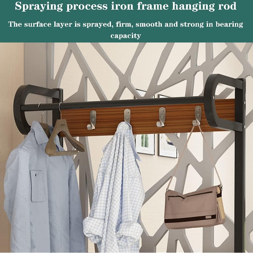 頑丈な3イン1玄関コートラックとシューズベンチ、絶妙なハンガーレール収納、8つのフックと2段棚、靴とコート用の ハンガースタンド、省