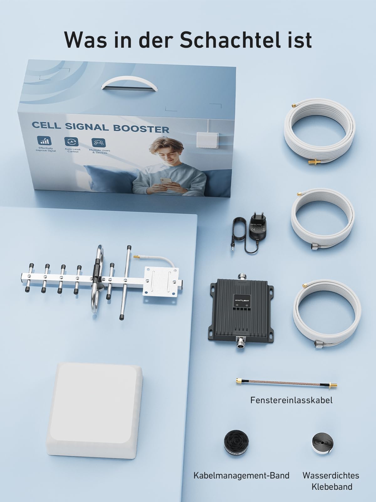 ANNTLENT Empfangsverstärker Handy Verstärker 4G LTE für Band 20/7 Mobilfunk Verstärker 800Mhz 2600Mhz, Mobilfunk Signalverstärker 4G Alle Netze Data Repeater T-Mobile, O2-Unterstützung