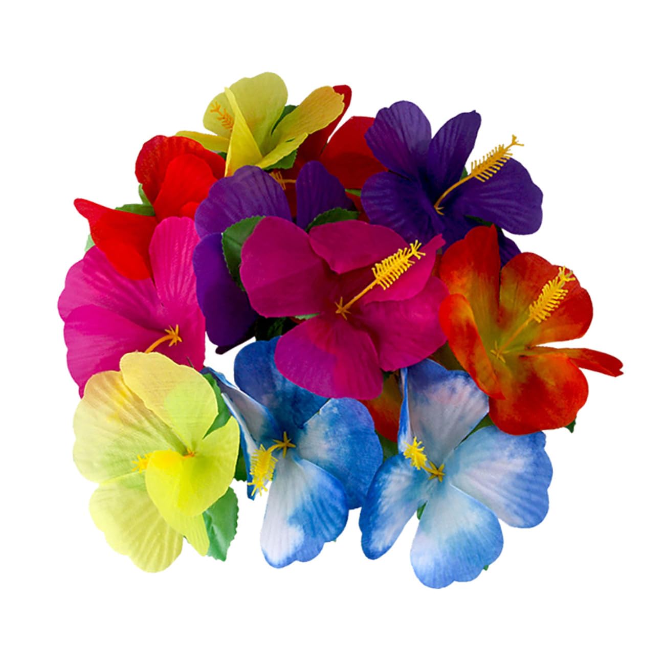 72 Künstliche Hibiskusblüten aus Stoff für Sommerfest Hawaii Blumendekoration und Fotorequisite Tischdekoration ohne Gießen für Wohnzimmer und Veranda Zufällige Farbe