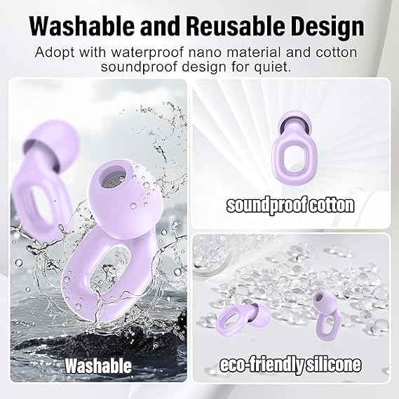 Ear Plugs for Sleeping, 35dB Noise Reduction Hearing Protection EarPlugs, Reusable Silicone Earplug, 7 Pair Eartips in XS/S/M/L Replaceable Single/Double Ear Plug for Sleep, Study, Work, Events