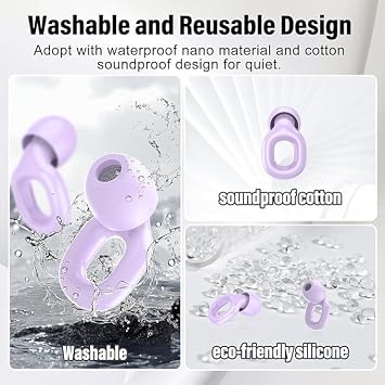 Ear Plugs for Sleeping, 35dB Noise Reduction Hearing Protection EarPlugs, Reusable Silicone Earplug, 7 Pair Eartips in XS/S/M/L Replaceable Single/Double Ear Plug for Sleep, Study, Work, Events