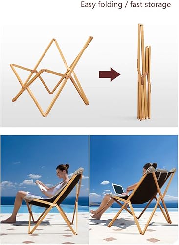 Miniatura 7 de Silla plegable de madera maciza para el almuerzo, silla reclinable portátil de haya con cómodo cojín (sin necesidad de instalar) (soporte de color