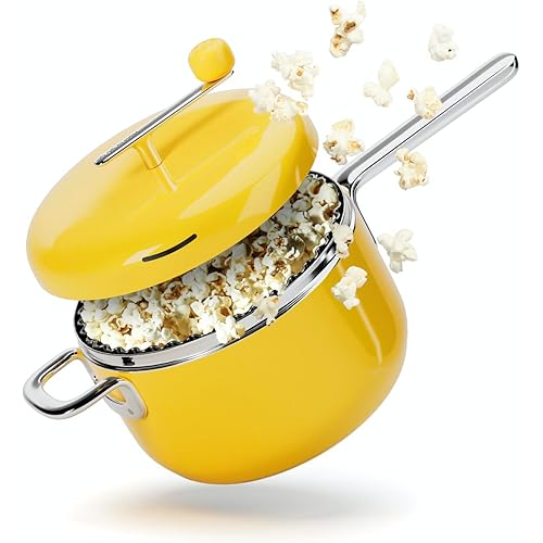 Popsmith Popcorn Popper in Butter - 6 Quart Stovetop Popcorn Machine - Stainless Steel Popcorn Maker Compatible with All Stovetops
