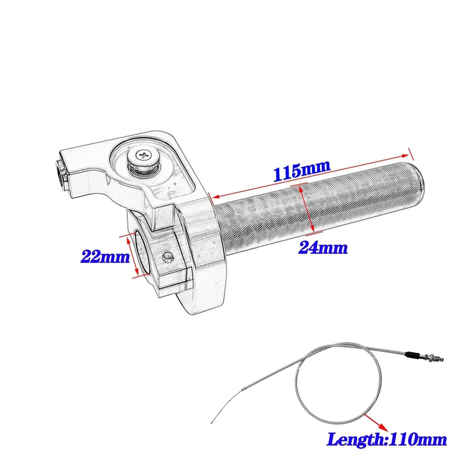 Acceleratore Universale Visiva 1/4 Con Rotazione Rapida E Cavo Da 1100 Mm
