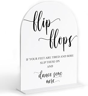 Wedding Flip Flops for Guests Sign, White Arch Acrylic Sign, Wedding Dance Floor Props, Bridal Shower Decor, Engagement Party Decor, Centerpiece Table Decorations Party for Bride and Groom-12