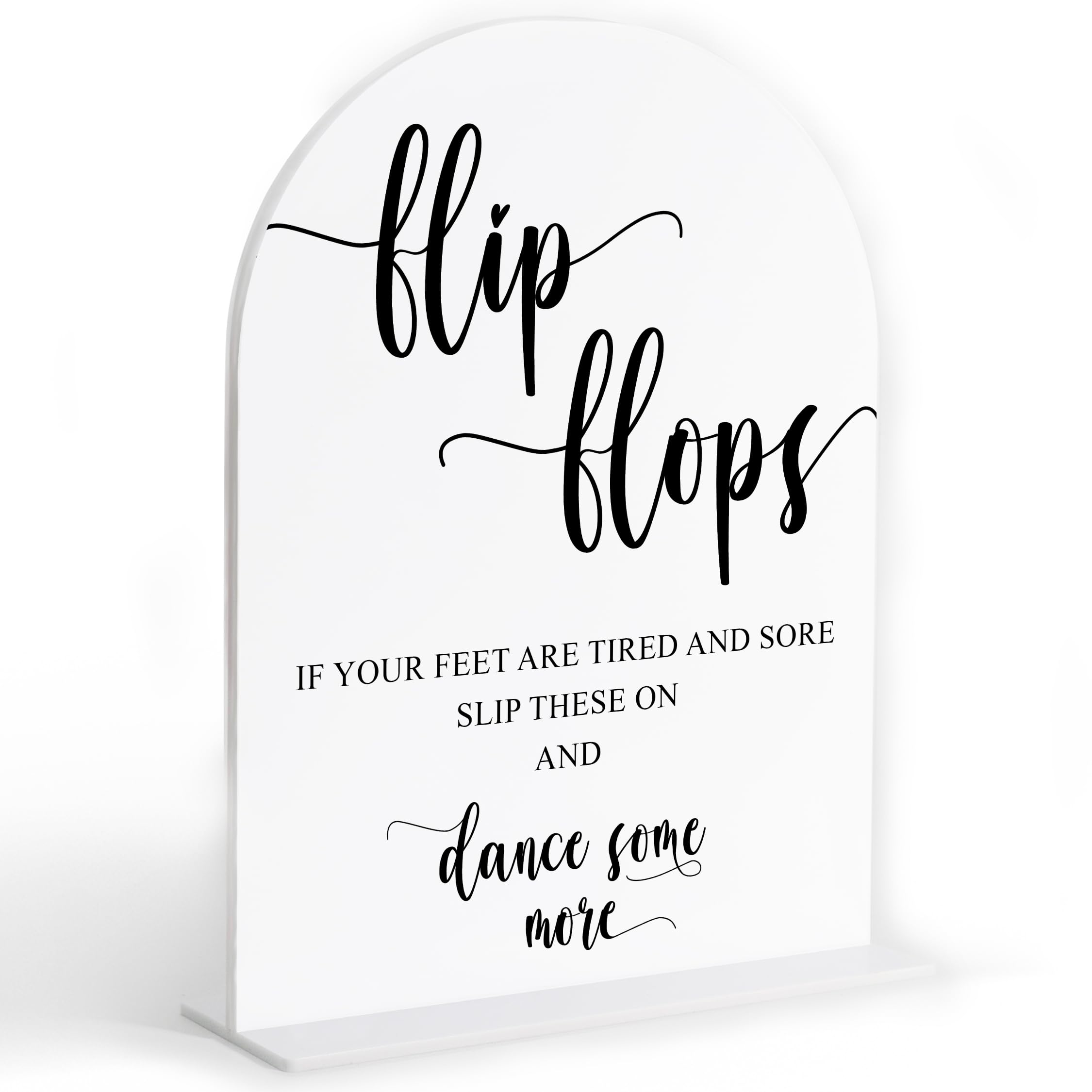 Wedding Flip Flops for Guests Sign, White Arch Acrylic Sign, Wedding Dance Floor Props, Bridal Shower Decor, Engagement Party Decor, Centerpiece Table Decorations Party for Bride and Groom-12