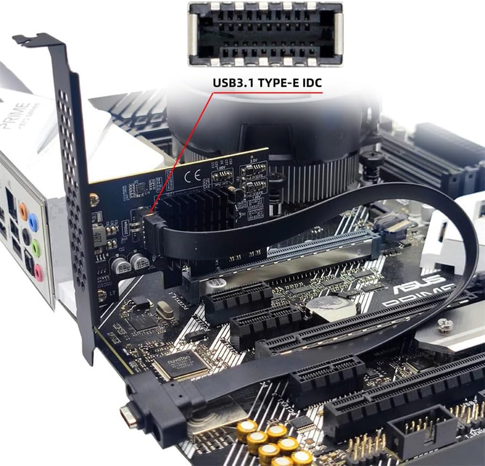 NFHK USB 3.2 Gen2 Type-E 20Gbps Front Panel Socket to PCI-E 4X Express Card Adapter for Desktop Motherboard