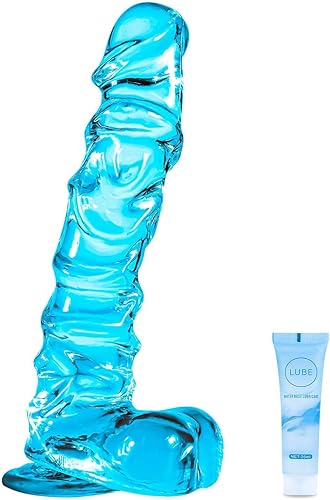 Juguetes sexuales suaves y realistas con ventosa para jugar con manos libres, pene grueso de silicona azul de 8.6 pulgadas para mujeres y hombres,