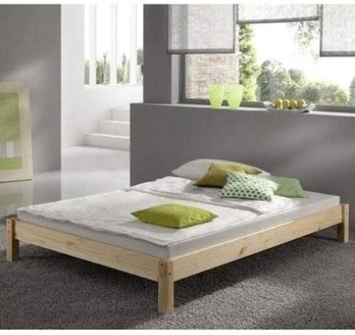 Strictly Beds and Bunks Limited - Kansas Pine Bed Frame including Sprung Mattress (15cm), 2ft 6 Single