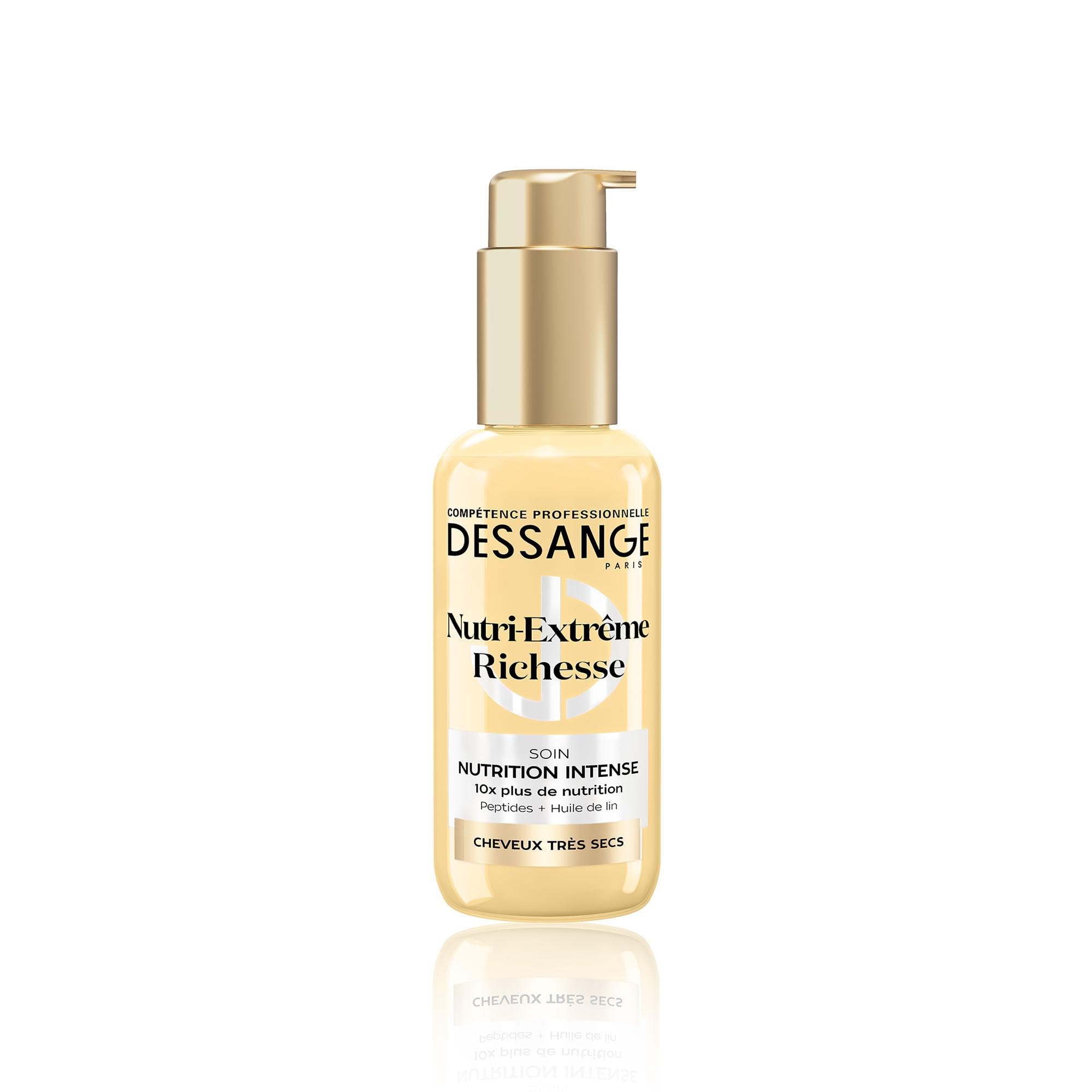 DESSANGE - Soin Cheveux Sans Rinçage Nutrition Intense Nutri-Extrême Richesse - Formule Enrichie En Peptides & Huile De Lin - Nourrit Longueurs & Pointes - Douceur & Éclat - Cheveux Très Secs - 110ml