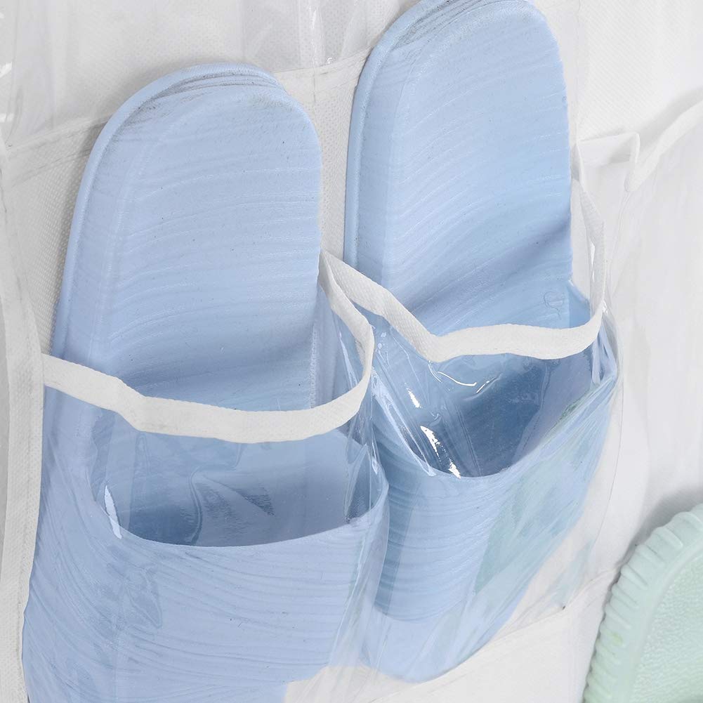 FTVOGUE Borsa portaoggetti per scarpe a 24 griglie, borsa sospesa per porta del bagno, borsa sospesa per porta in PVC (bianco trasparente)