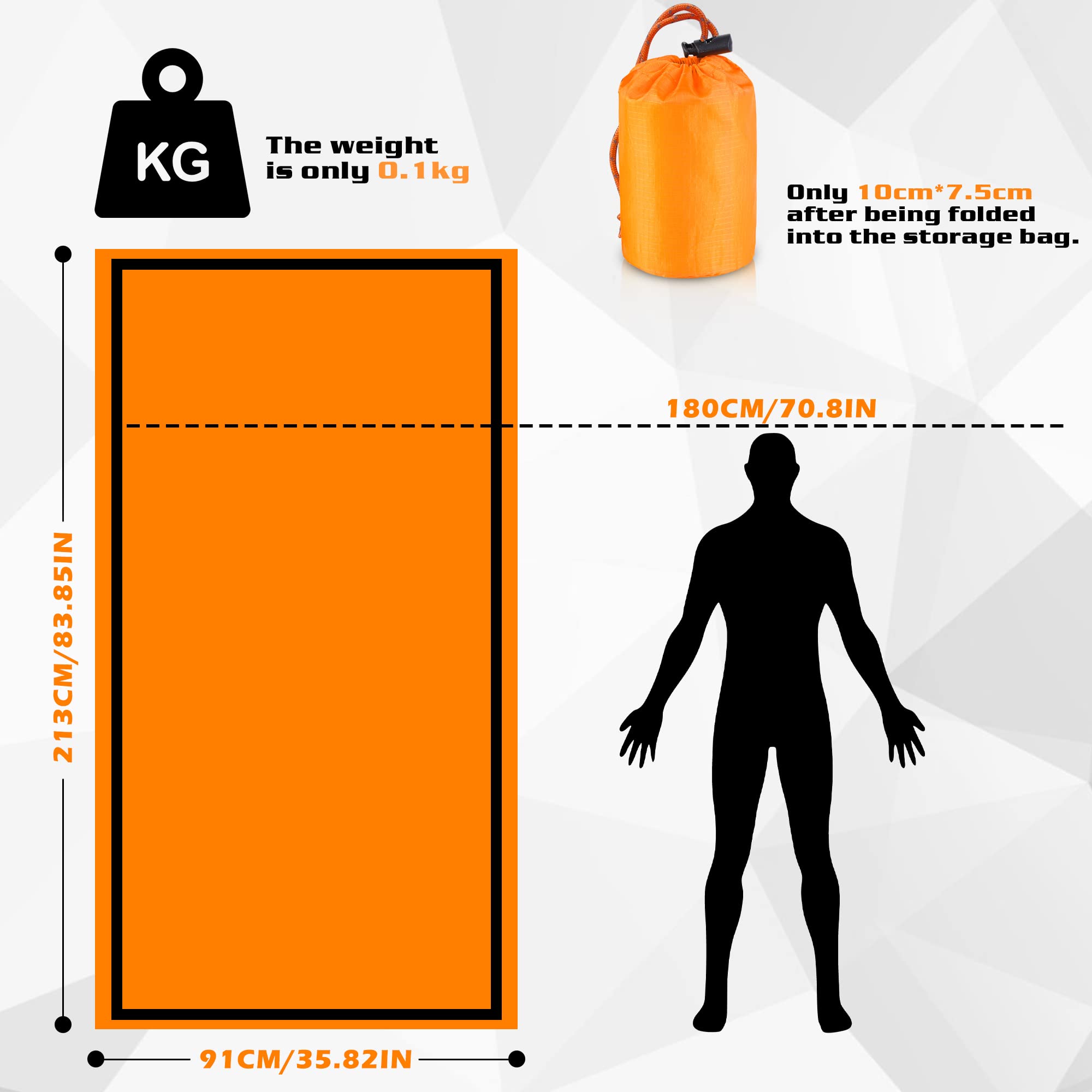 Sacco Pelo Bivacco Emergenza Coperta Salvataggio 2 Pezzi Pelo Emergenza Impermeabile Sopravvivenza Portatile Caldo Ultraleggero Resistente Al Calore Protezione Dal Freddo Tenda Salvataggio per Esterni
