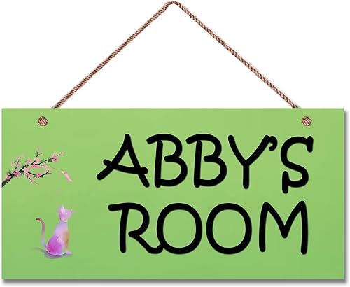 Letreros personalizados con bonito diseño de gato, letrero con nombre personalizado para habitación de niños y niñas, decoración de pared para