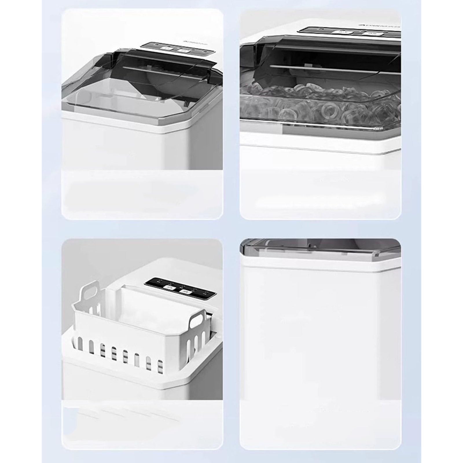 Fabbricatore di ghiaccio da tavolo, produttore di ghiaccio automatico, ghiaccio regolabile, rilevamento infrarossi, avviso acqua, per negozi di tè, caffetterie, campeggio(B)