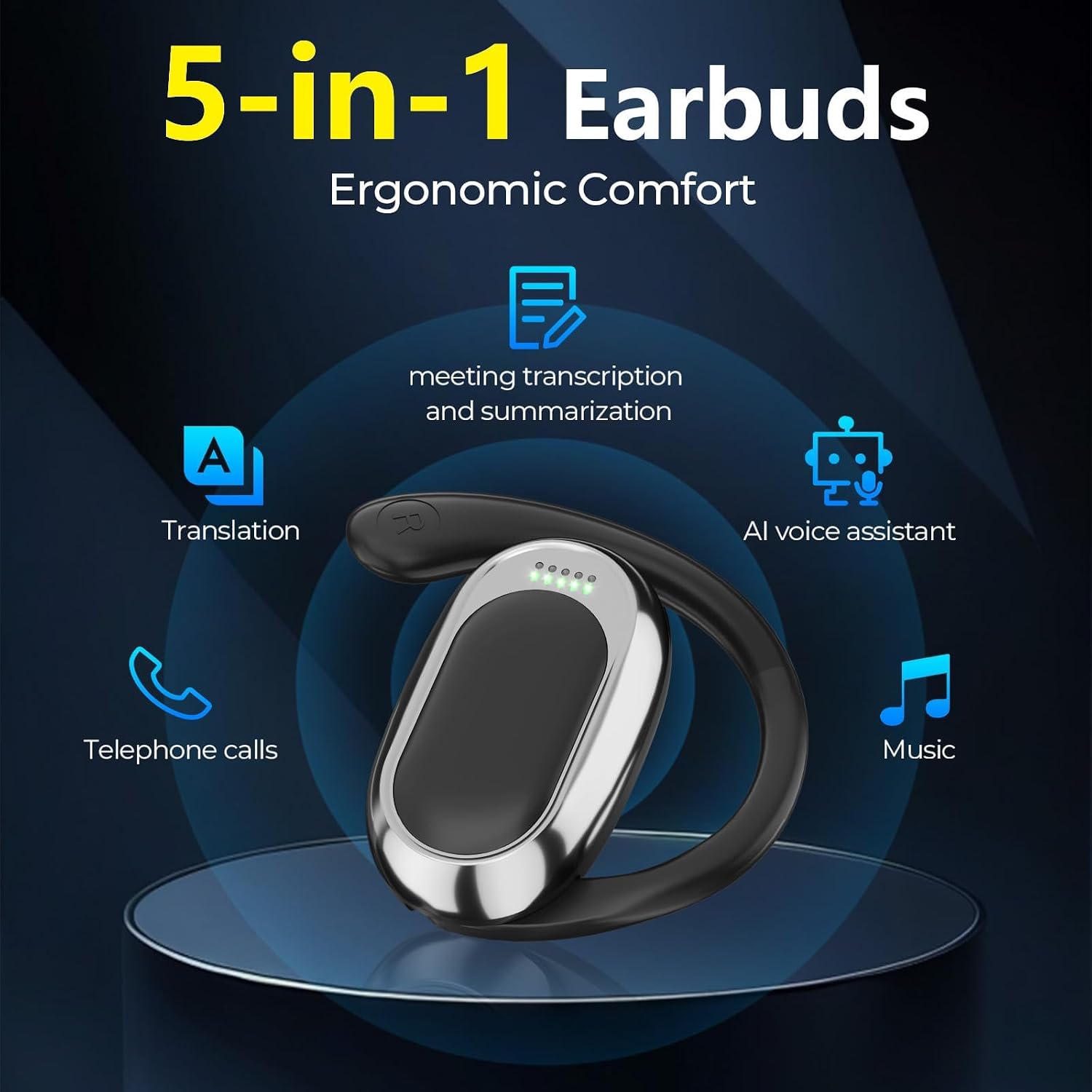 144-Language Translation Earbuds for Android/iPhone with APP, 5-in-1 AI Translator Earbuds Real Time with Translation Calls (Black) image 6