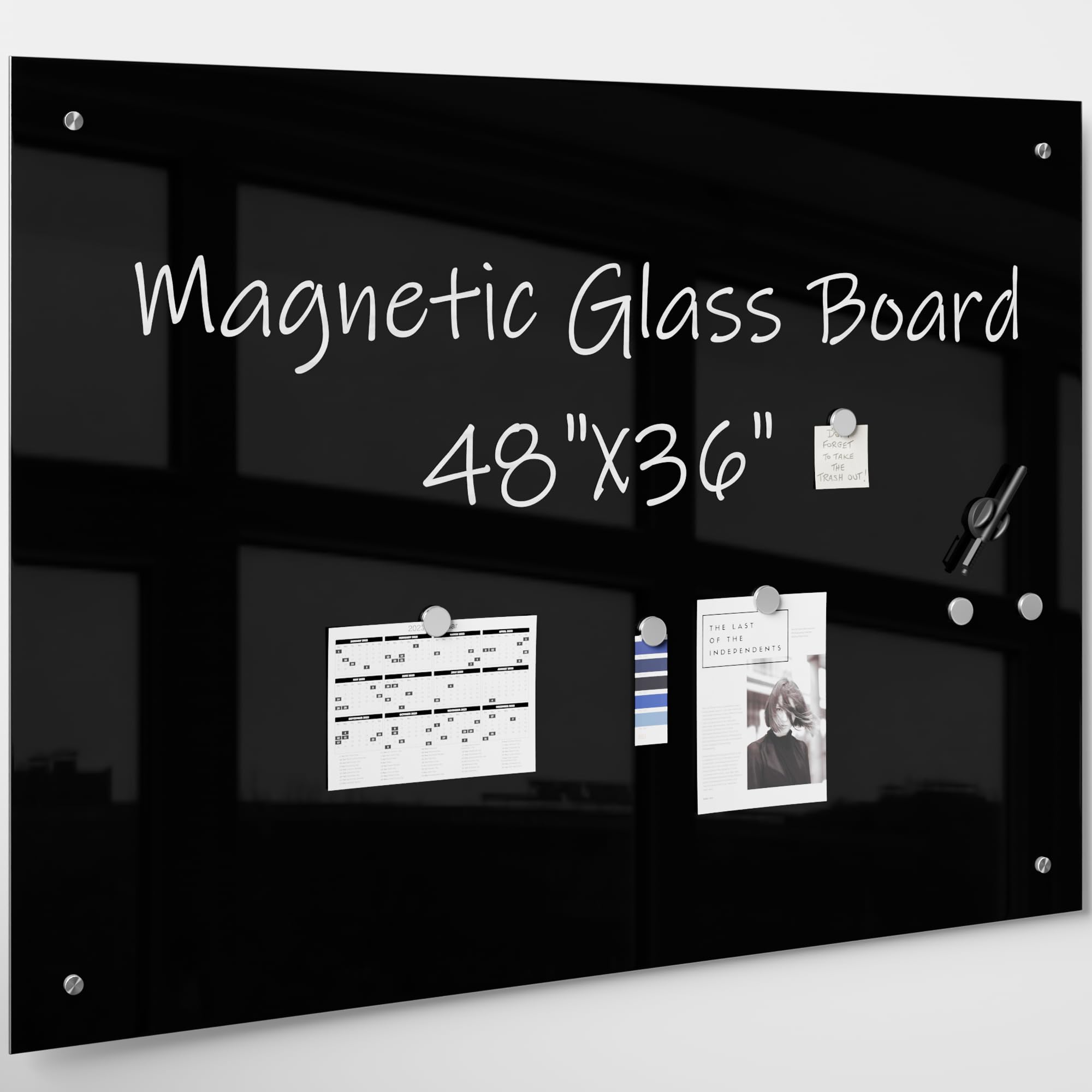 Magnetic Glass Dry-Erase Blackboard, Frameless - 35 1/2" X 47 1/4"(90 X 120)