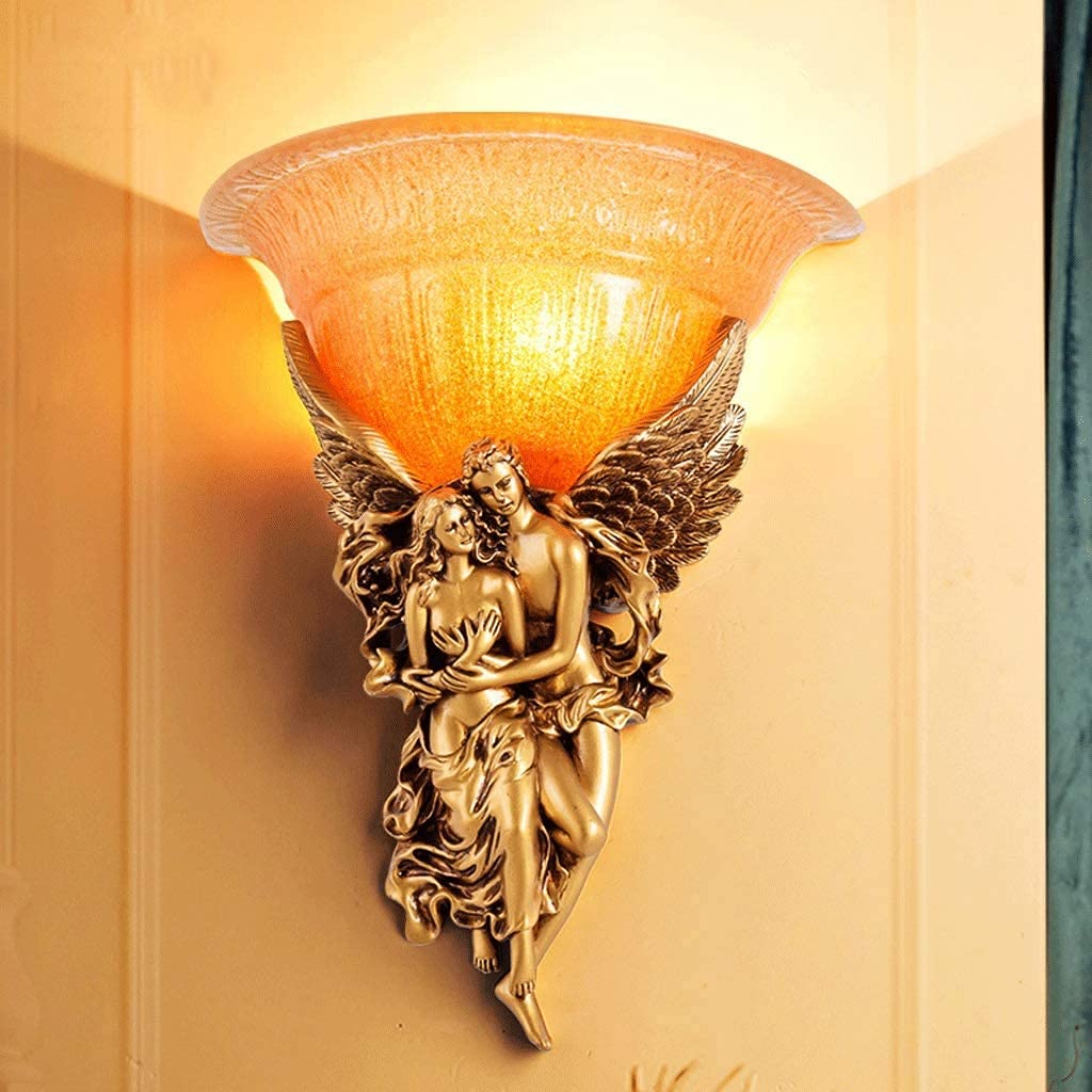 IUokLU Wall Sconce Light Fixture European Style Angel Wall Lamp Living Room Bedroom Creative American Style Wall Lamp Aisle Stair Wall Lamp Wall Lamp for Bedroom(A)