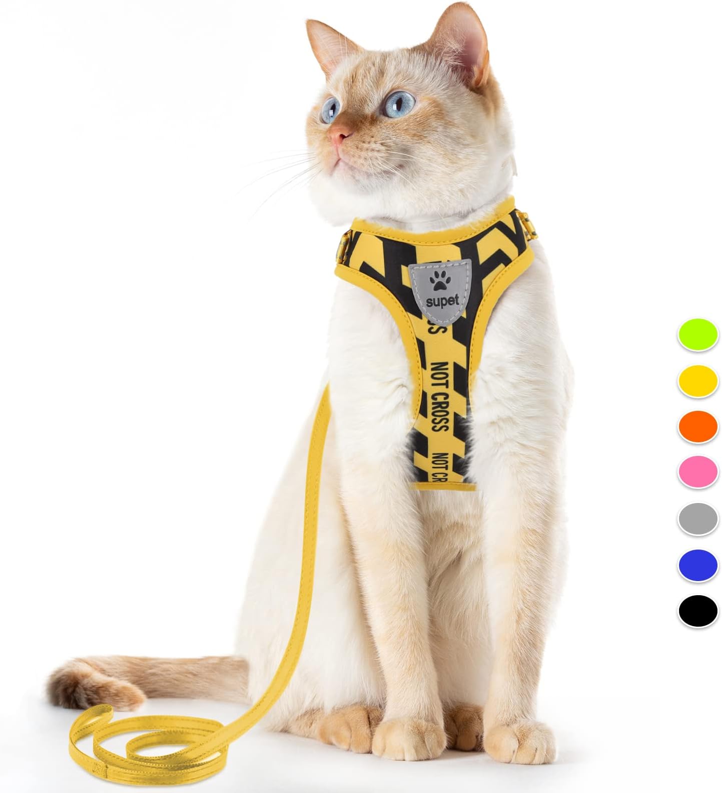Supet Cat Harness and Leash Escape Proof, Adjustable Cat Vest Harness and Leash Set for Walking, Pet Harness with Reflective Trim for Puppies Small Dogs