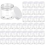 Eternal Moment 36 Pack 6 OZ Plastic Jars Round Clear Cosmetic Container Jars with White Lids, Perfect for Lotion, SlimeCream, Ointments, Makeup, Eye Shadow, Samples, Pot, Travel Storage