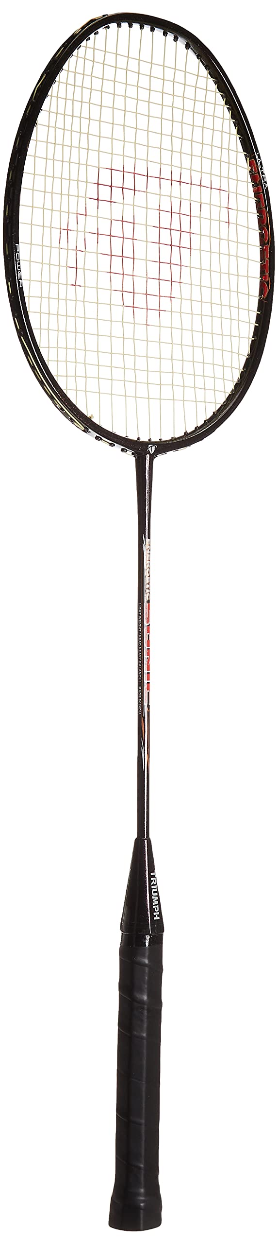 Triumph Sonic Graphite Composite Light Weight Strung Badminton Racket with Cosmic-6R Double Compartment Badminton Bag Black/Red-image-47
