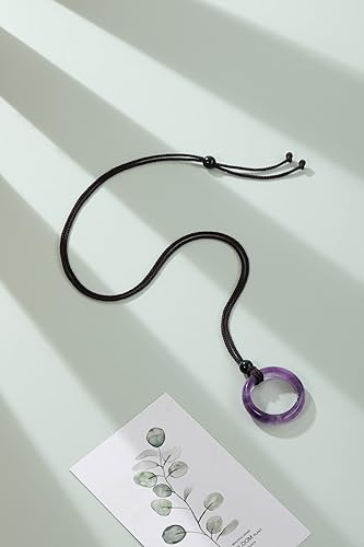 Miniatura 4 de PESOENTH Collar con colgante de cristal curativo para mujer, cristales de amatista púrpura natural, piedras preciosas de cuarzo, collar de cordón de
