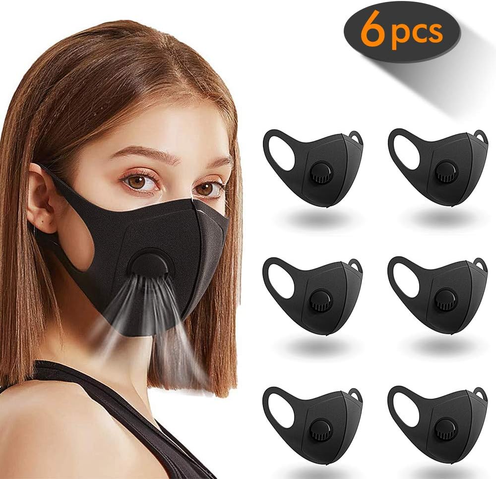 12 Pack Face Masks, ACMETOP Anti Dust Mask, Unisex Carbon Fiber Mouth Mask, Reusable & Washable Masks for Running, Cycling, Skiing Motorbikes, Outdoor Activities(Black)